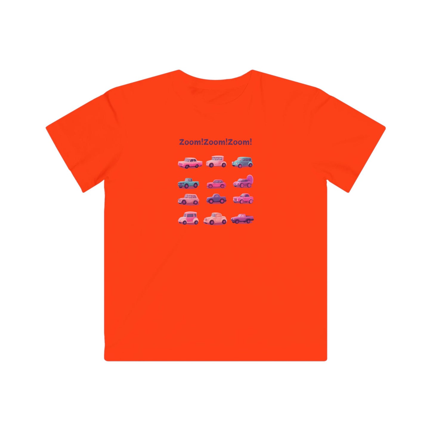 Zoom! Zoom! Kids Car T-Shirt | Kawaii Vehicle Grid Design | Cute Unisex Children's Tee