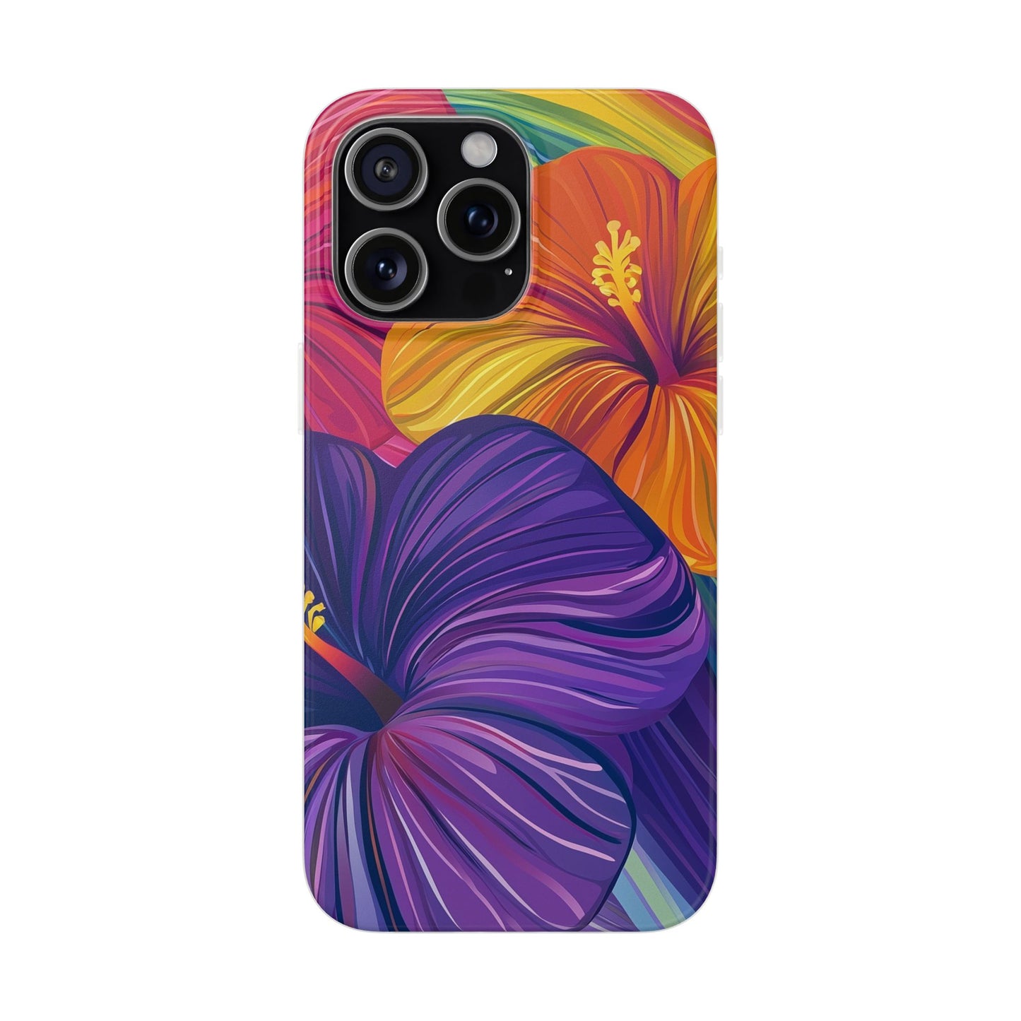 Tropical Hibiscus Rainbow Phone Case | Pride Floral Flexi Case