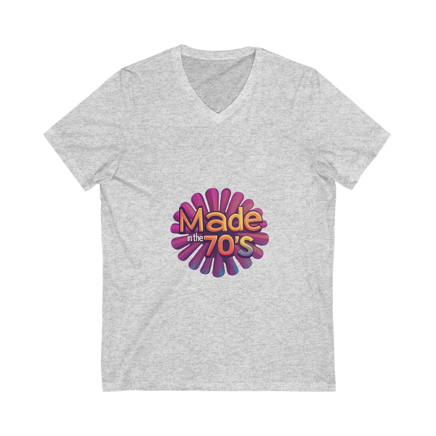Made in the 70's Retro V-Neck T-Shirt | Vintage Sunburst Design | Retro Birthday Gift