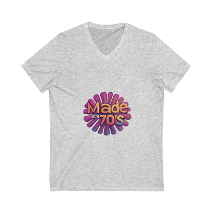 Made in the 70's Retro V-Neck T-Shirt | Vintage Sunburst Design | Retro Birthday Gift