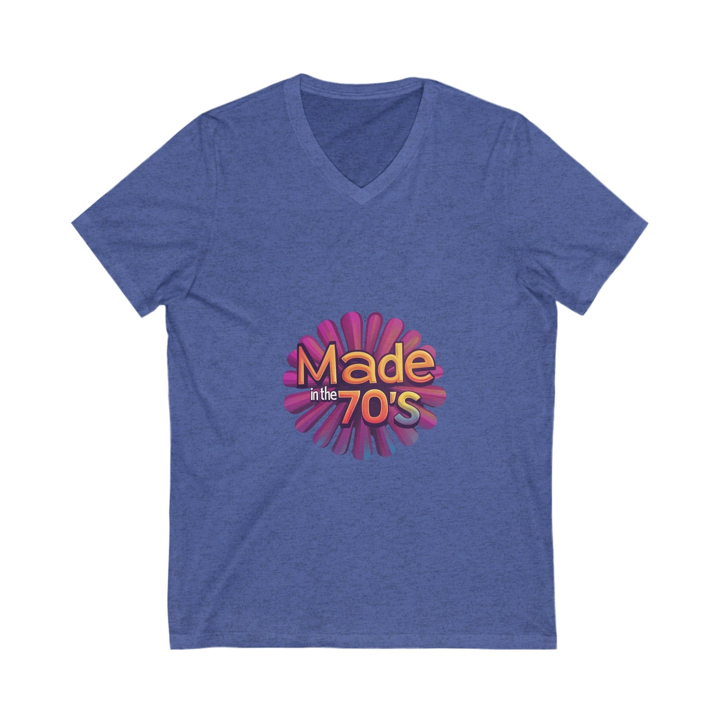 Made in the 70's Retro V-Neck T-Shirt | Vintage Sunburst Design | Retro Birthday Gift