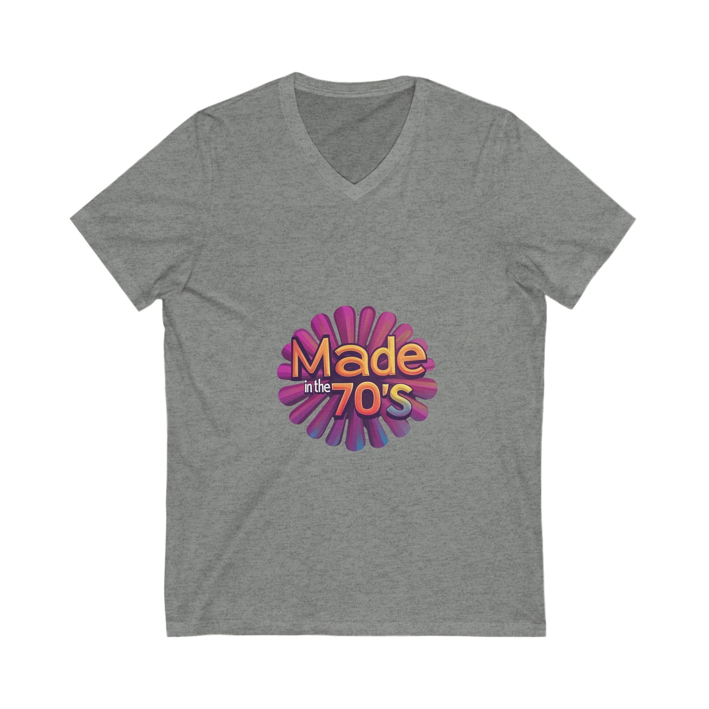 Made in the 70's Retro V-Neck T-Shirt | Vintage Sunburst Design | Retro Birthday Gift