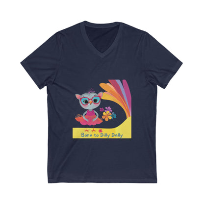 Born to Dilly Dally Kawaii Owl V-Neck | Mindful Living Unisex Tee