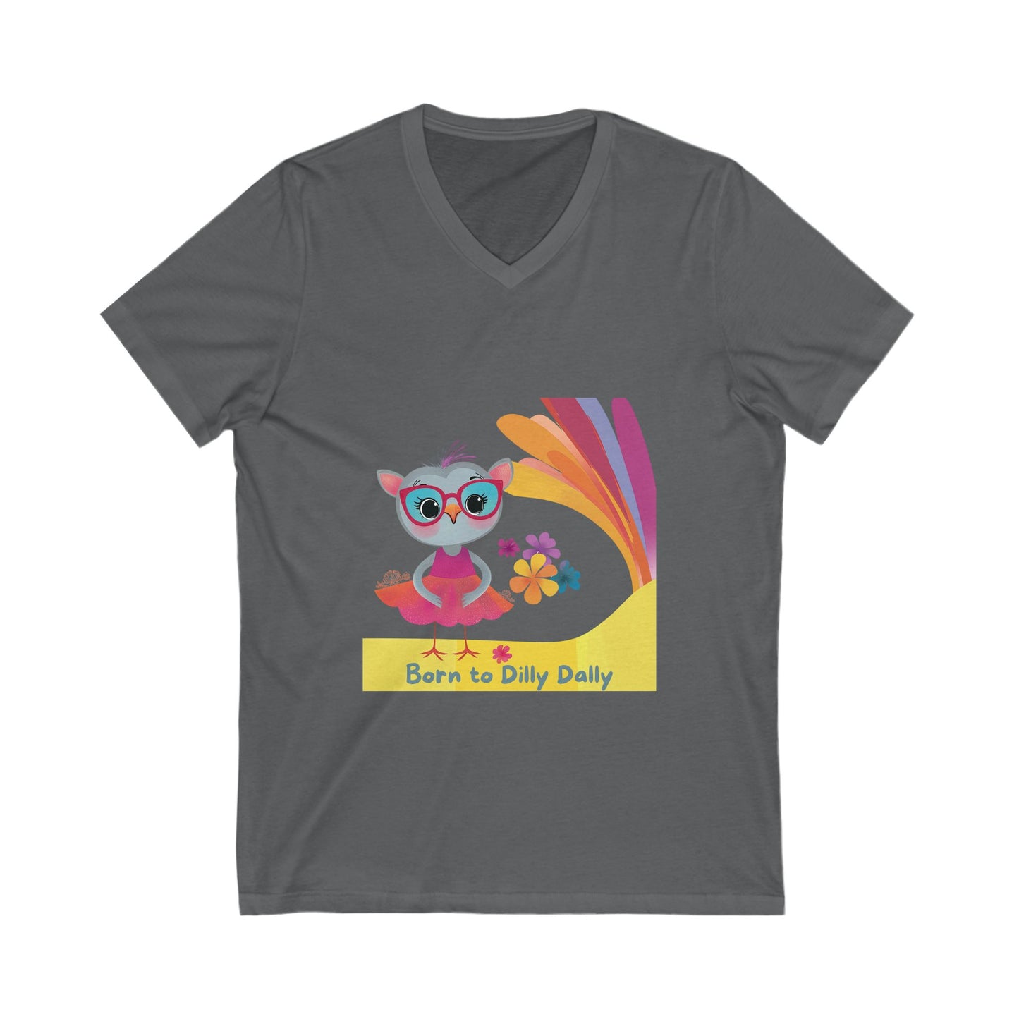 Born to Dilly Dally Kawaii Owl V-Neck | Mindful Living Unisex Tee