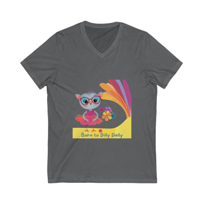 Born to Dilly Dally Kawaii Owl V-Neck | Mindful Living Unisex Tee