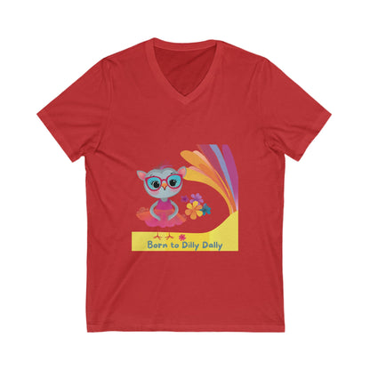 Born to Dilly Dally Kawaii Owl V-Neck | Mindful Living Unisex Tee