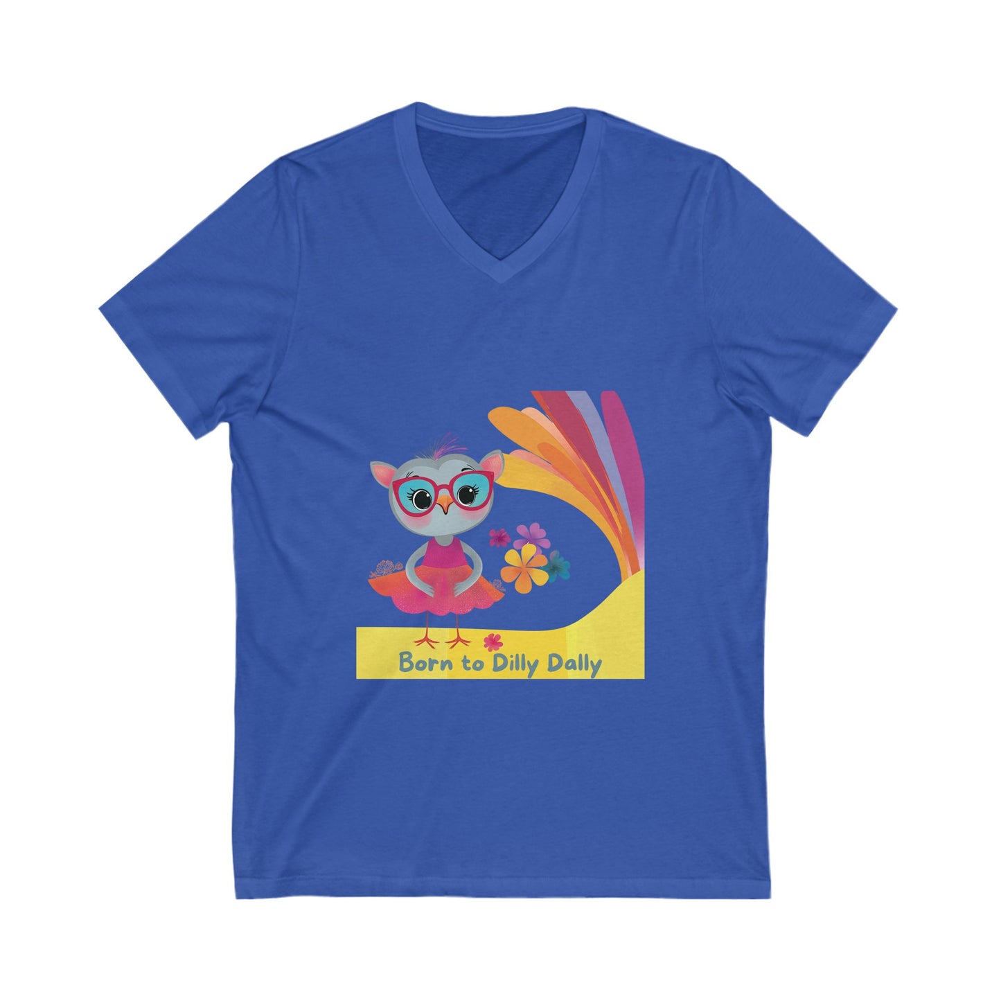 Born to Dilly Dally Kawaii Owl V-Neck | Mindful Living Unisex Tee