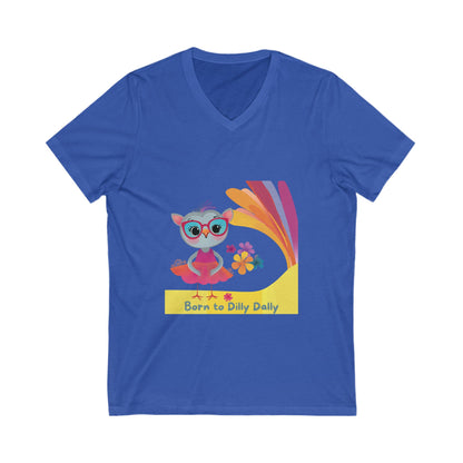 Born to Dilly Dally Kawaii Owl V-Neck | Mindful Living Unisex Tee