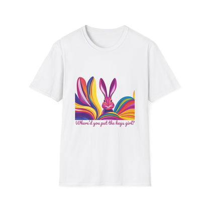Rainbow Bunny "Where'd You Put The Keys" Pride T-Shirt