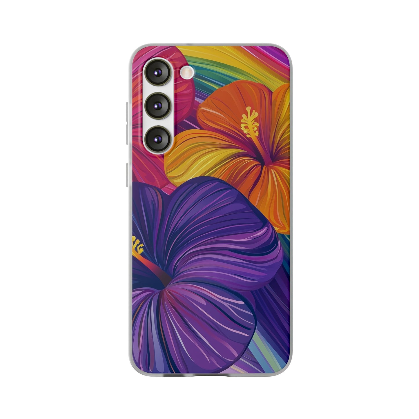 Tropical Hibiscus Rainbow Phone Case | Pride Floral Flexi Case