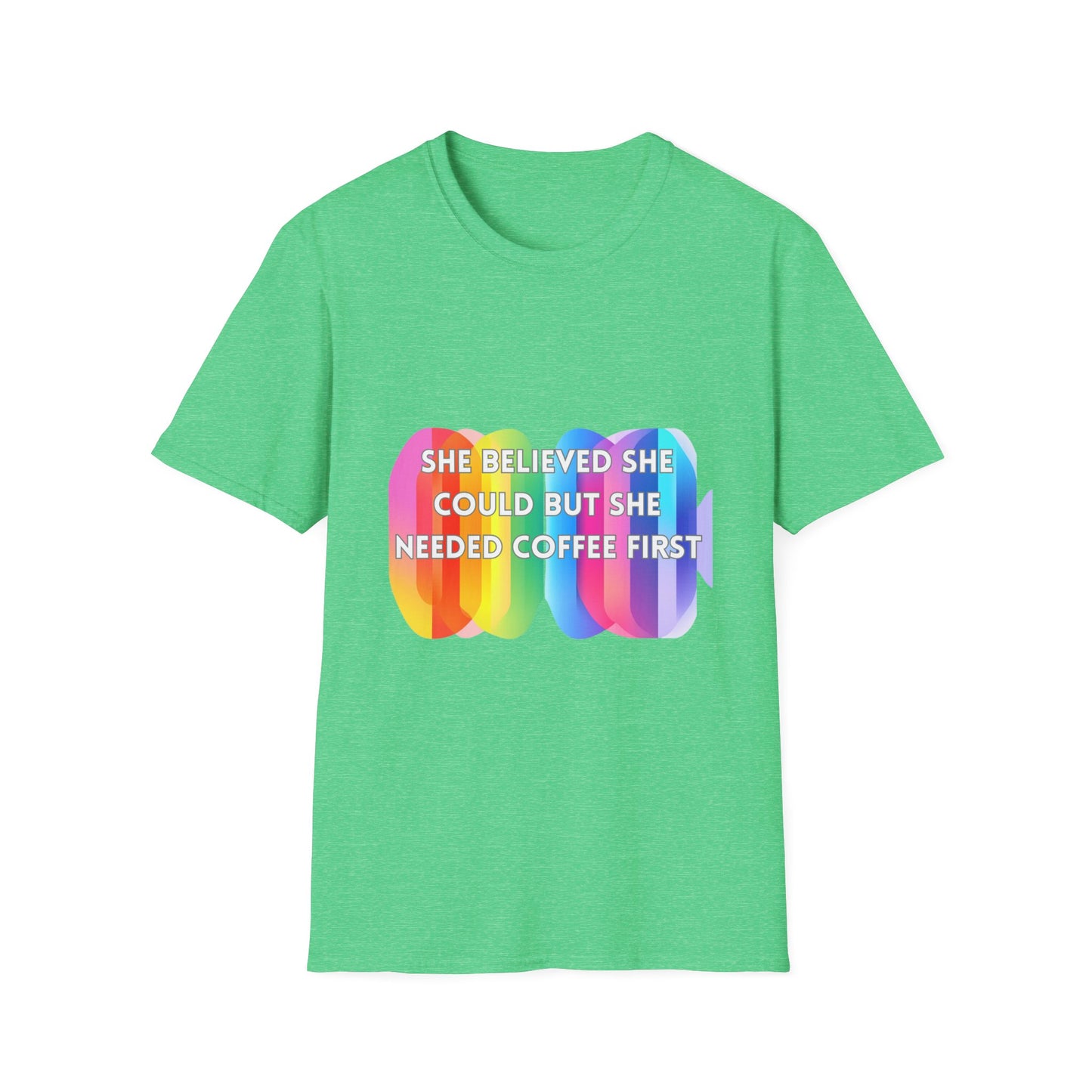 Pride Rainbow Coffee First Motivation T-Shirt | Self-Care Empowerment Tee