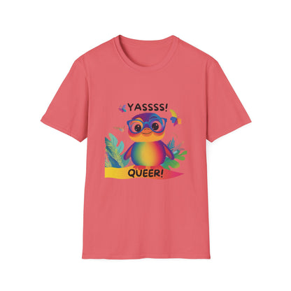 Rainbow Penguin YASSSS QUEER T-Shirt | Cute Pride LGBTQ+ Kawaii Tee