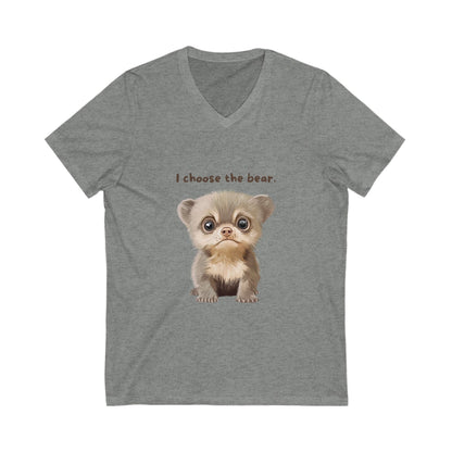 Cute Bear V-Neck T-Shirt | I Choose The Bear | Unisex Animal Lover Tee