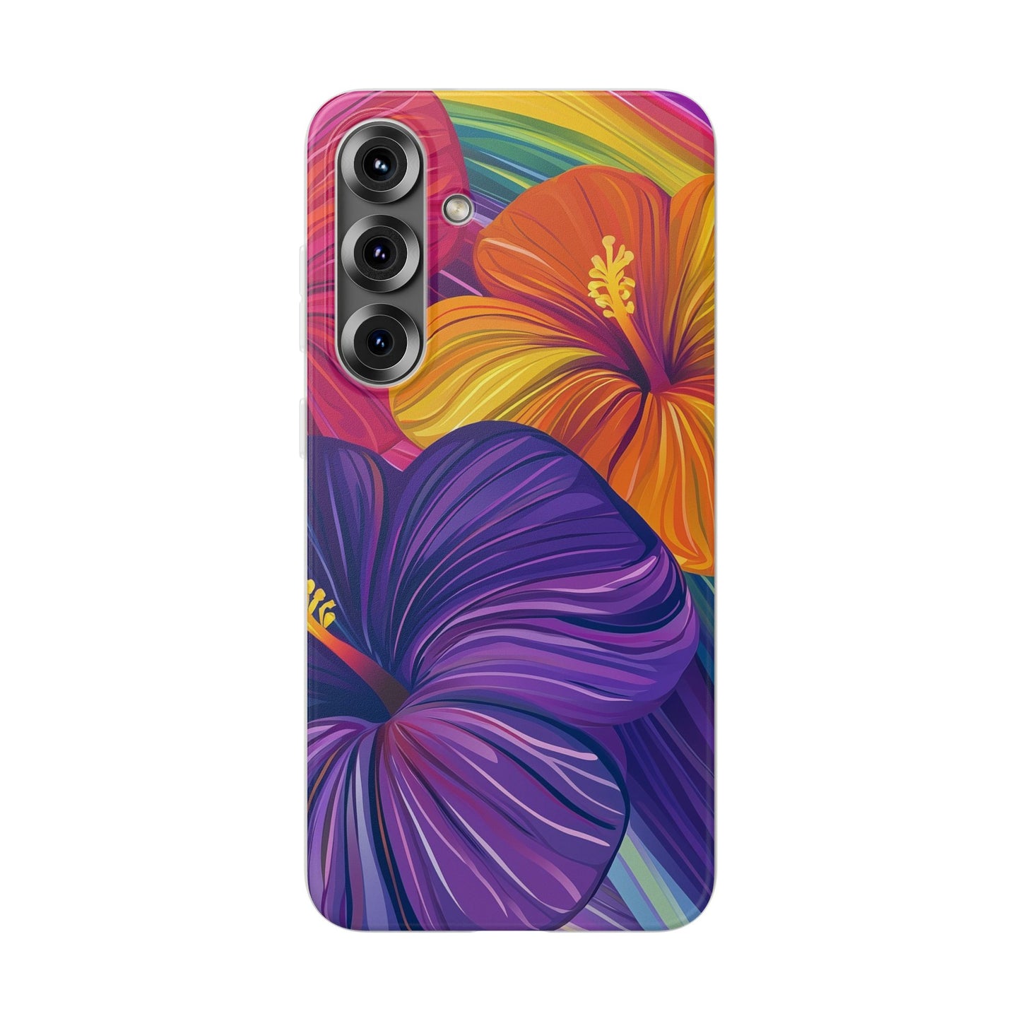 Tropical Hibiscus Rainbow Phone Case | Pride Floral Flexi Case