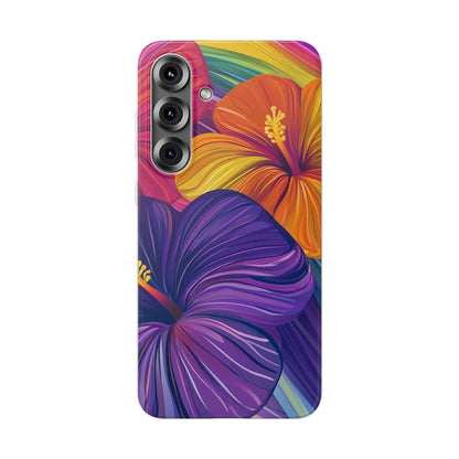 Tropical Hibiscus Rainbow Phone Case | Pride Floral Flexi Case