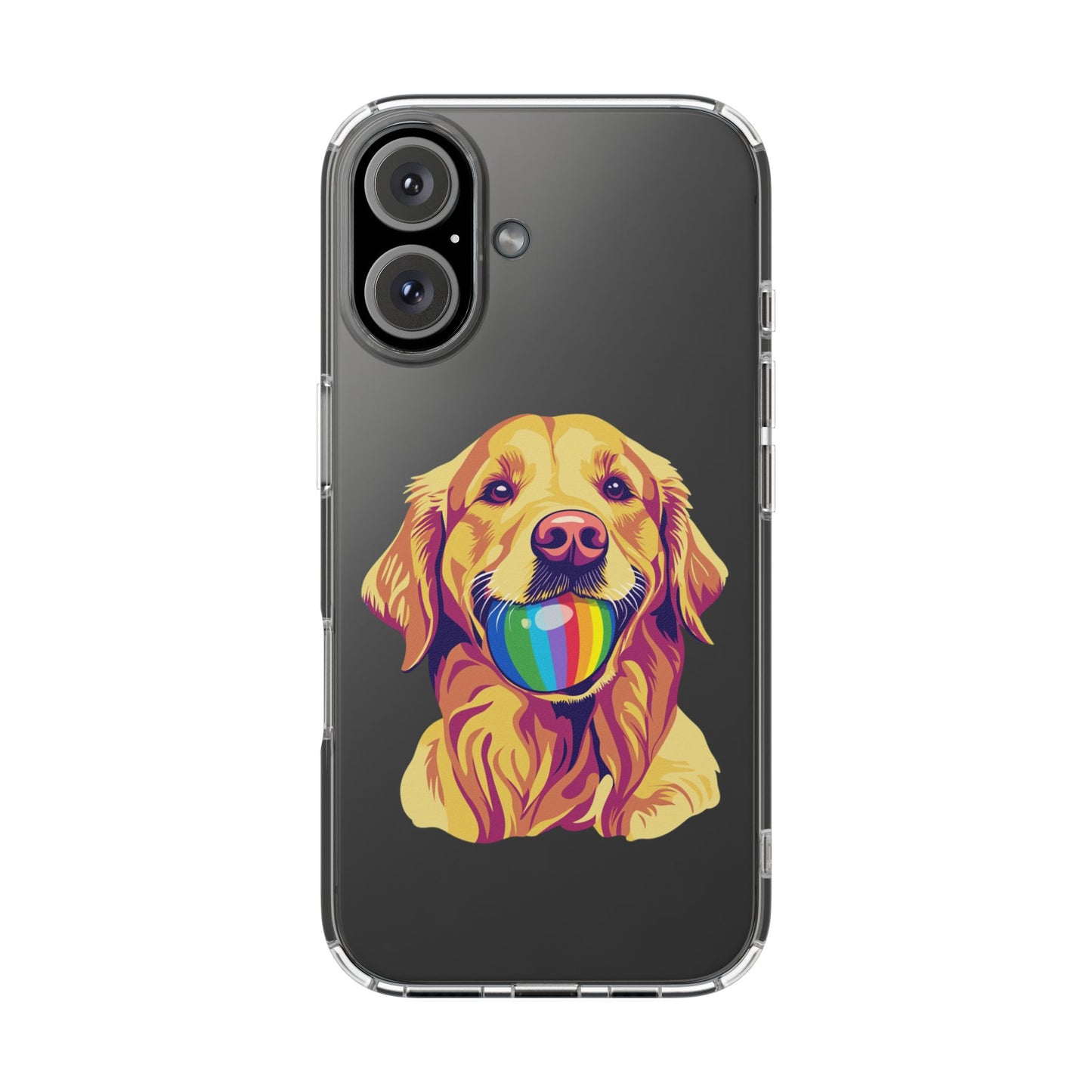 Rainbow Ball Golden Retriever Clear Phone Case | LGBTQ+ Pride Pet Lover Gift