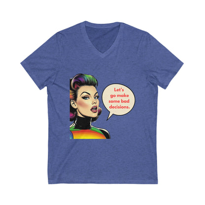 Rainbow Pride Rebel V-Neck Tee | Bad Decisions Funny LGBTQ+ T-Shirt