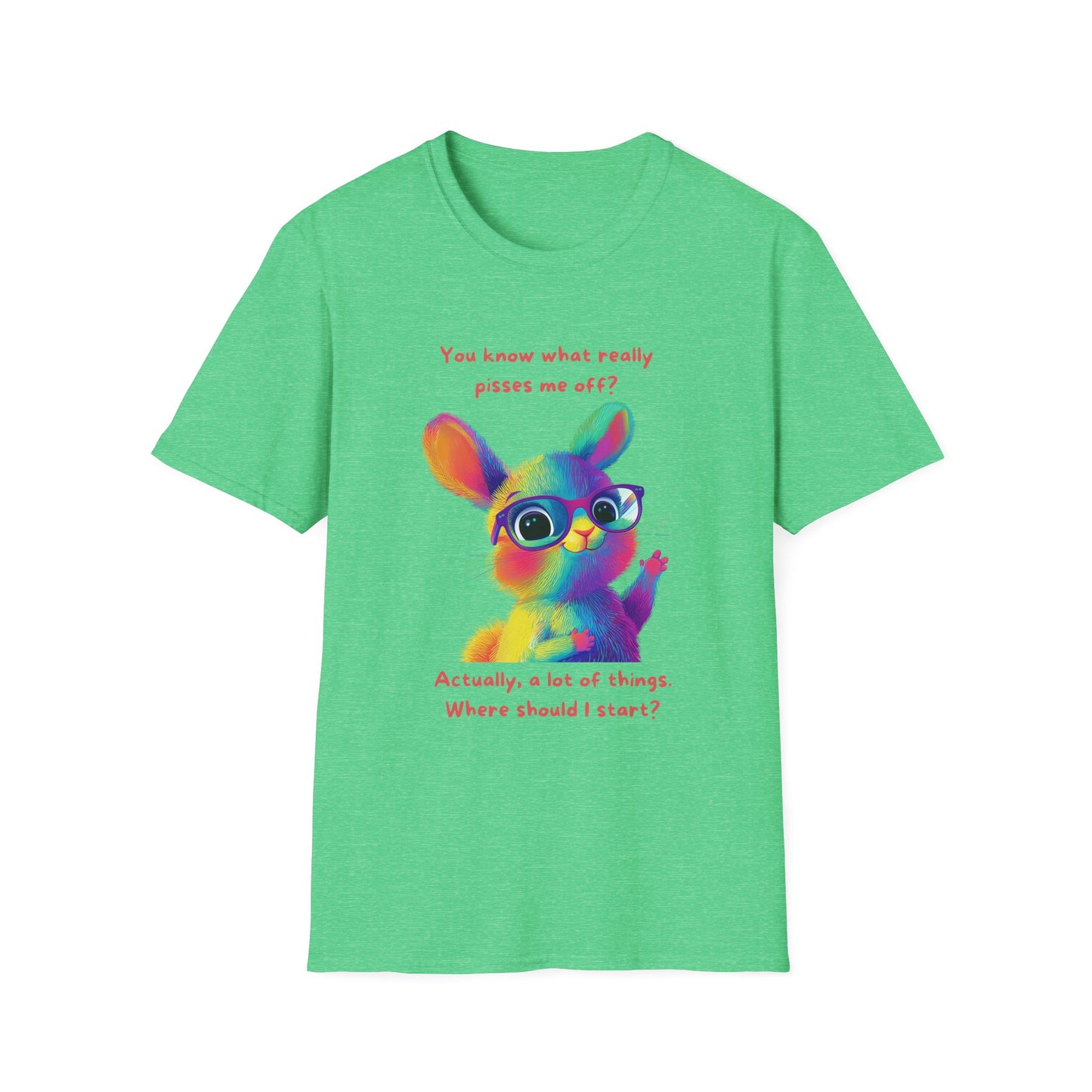 Rainbow Bunny Attitude T-Shirt | Sassy Pet Graphic Tee