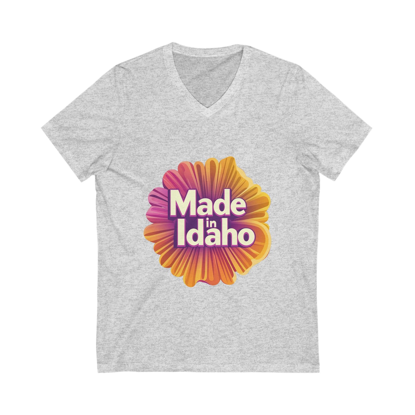 Made in Idaho Retro V-Neck T-Shirt | Vintage Sunflower State Pride Unisex Tee