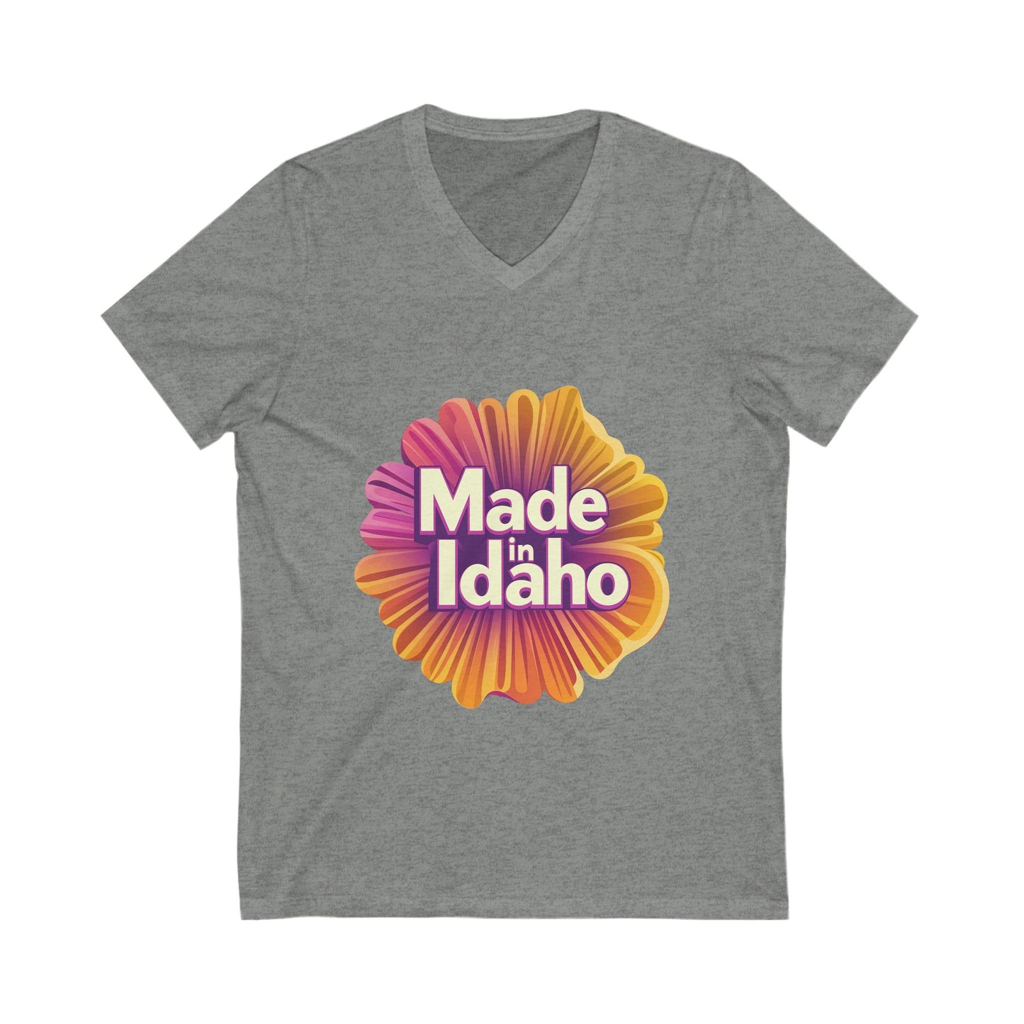 Made in Idaho Retro V-Neck T-Shirt | Vintage Sunflower State Pride Unisex Tee