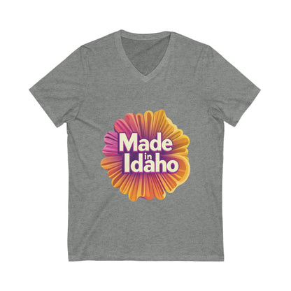 Made in Idaho Retro V-Neck T-Shirt | Vintage Sunflower State Pride Unisex Tee
