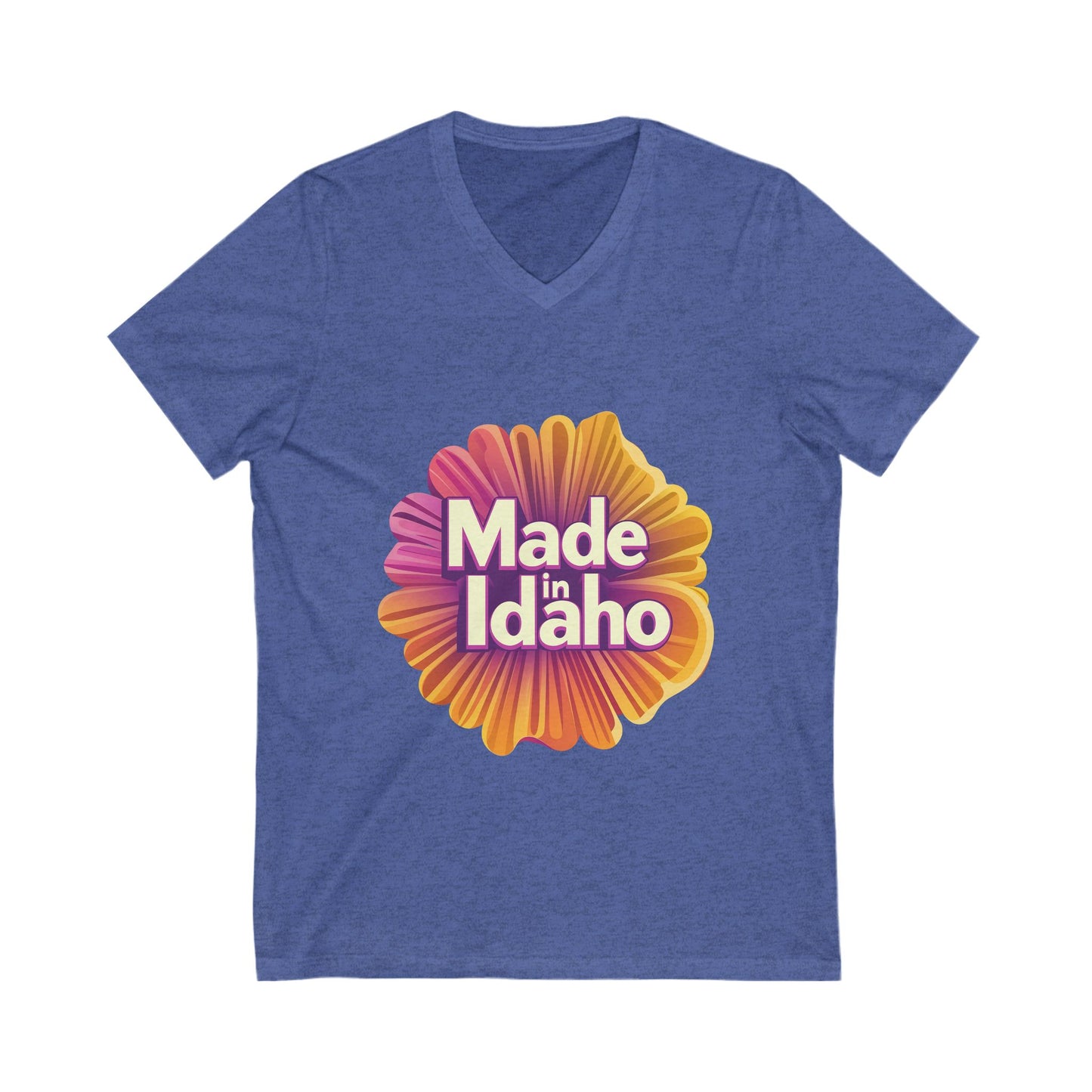 Made in Idaho Retro V-Neck T-Shirt | Vintage Sunflower State Pride Unisex Tee