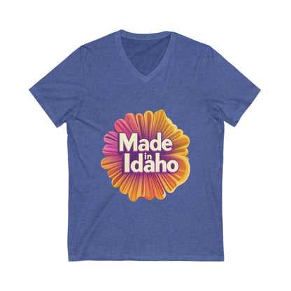 Made in Idaho Retro V-Neck T-Shirt | Vintage Sunflower State Pride Unisex Tee