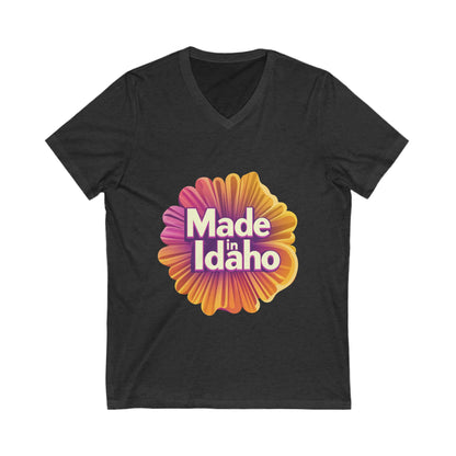 Made in Idaho Retro V-Neck T-Shirt | Vintage Sunflower State Pride Unisex Tee