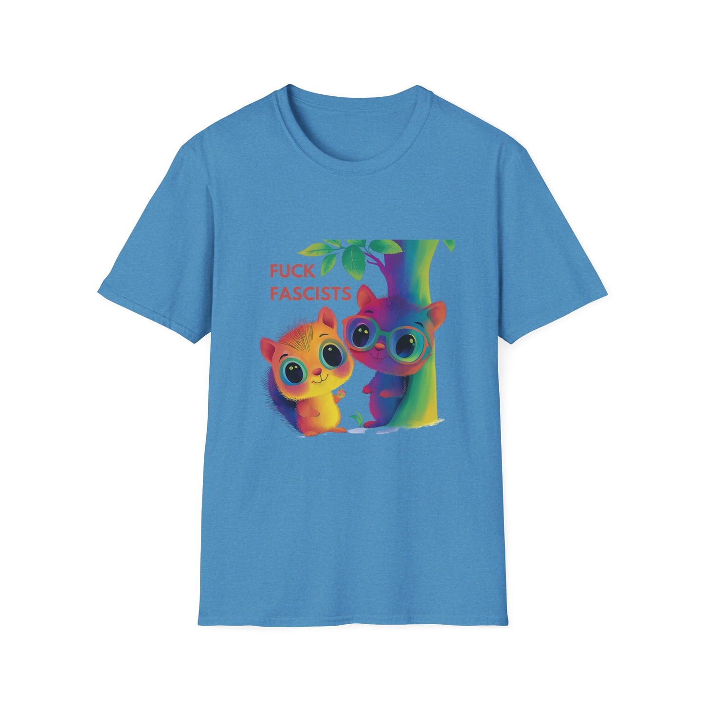 Rainbow Squirrels Anti-Fascist T-Shirt | Kawaii Activist Unisex Tee