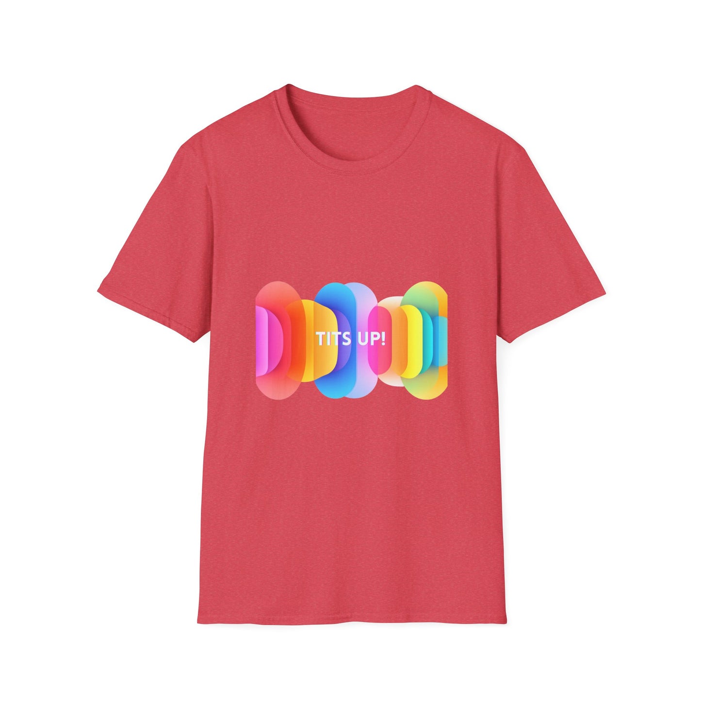 Colorful TITS UP! Unisex T-Shirt | Motivational Rainbow Pride Tee