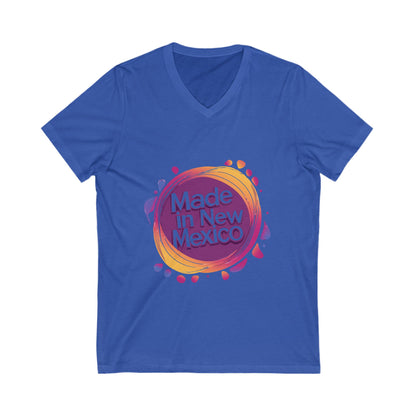 Made in New Mexico V-Neck T-Shirt | Southwest Pride State Design | Unisex Sunset Circle Tee