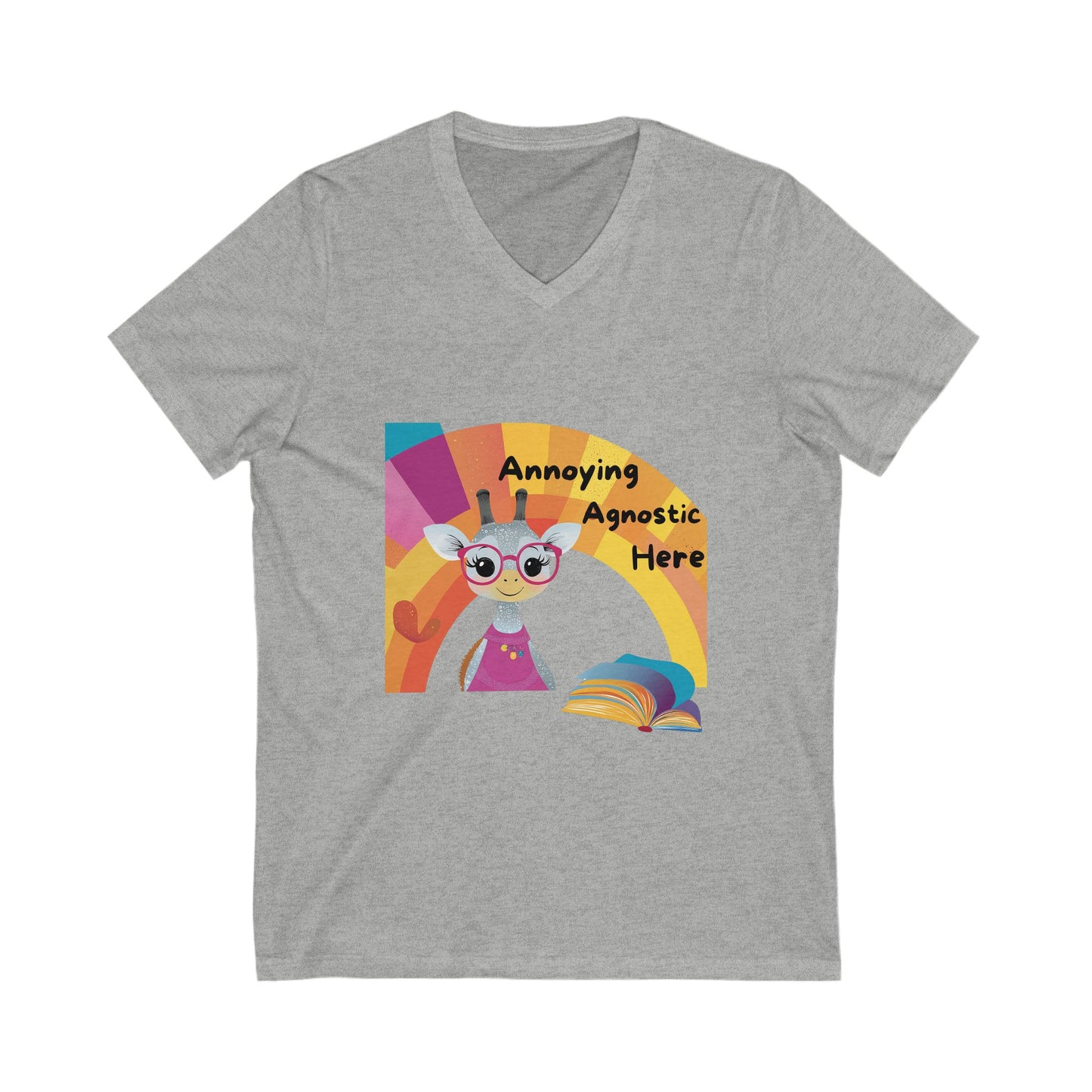 Annoying Agnostic Kawaii Rainbow V-Neck | Cute Atheist Gift | Unisex Philosophy Tee