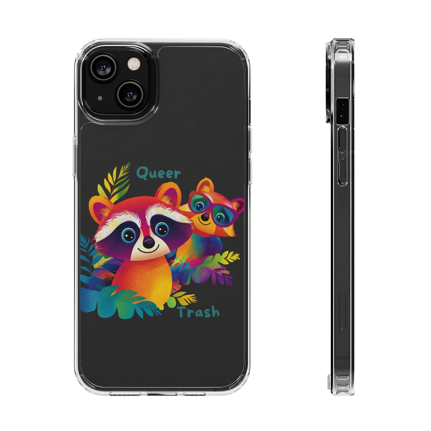 Rainbow Raccoon Queer Trash Clear Phone Case | LGBTQ+ Pride Gift