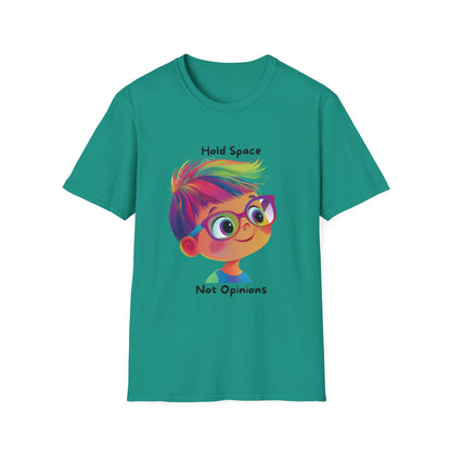 Hold Space Not Opinions Kawaii T-Shirt | Inclusive Dialogue Tee
