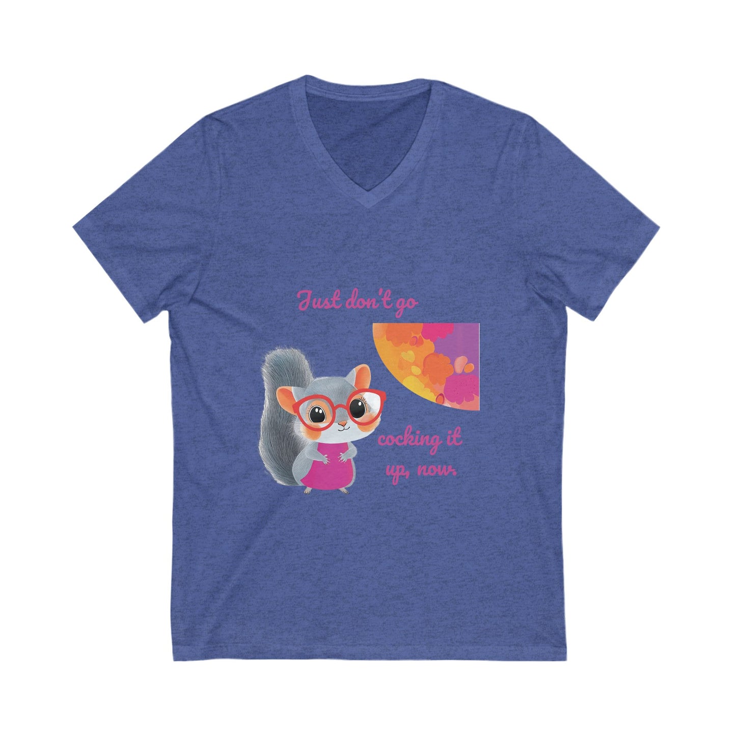 Sassy Squirrel V-Neck T-Shirt | Cute Animal Kawaii Tee | Pink & Purple Unisex V-Neck