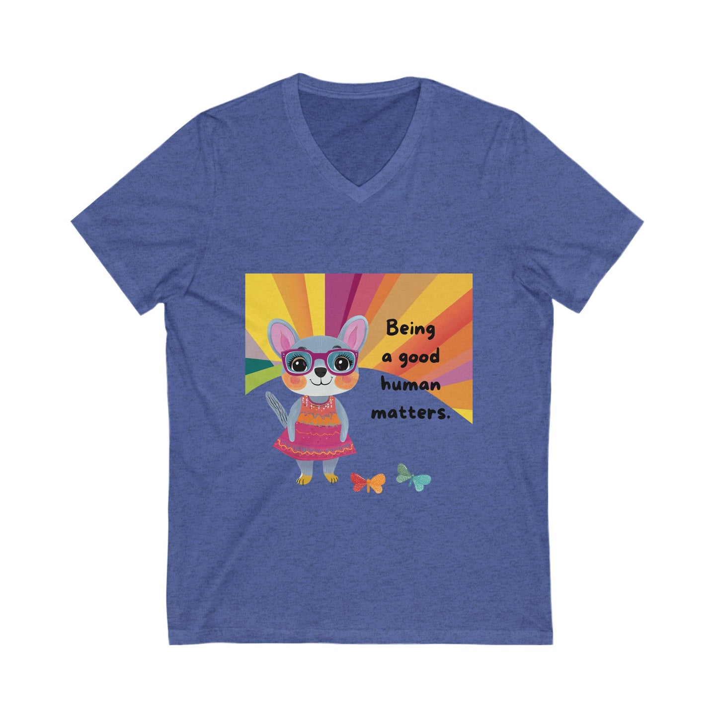 Being A Good Human Matters V-Neck | Kawaii Bunny Activist Tee