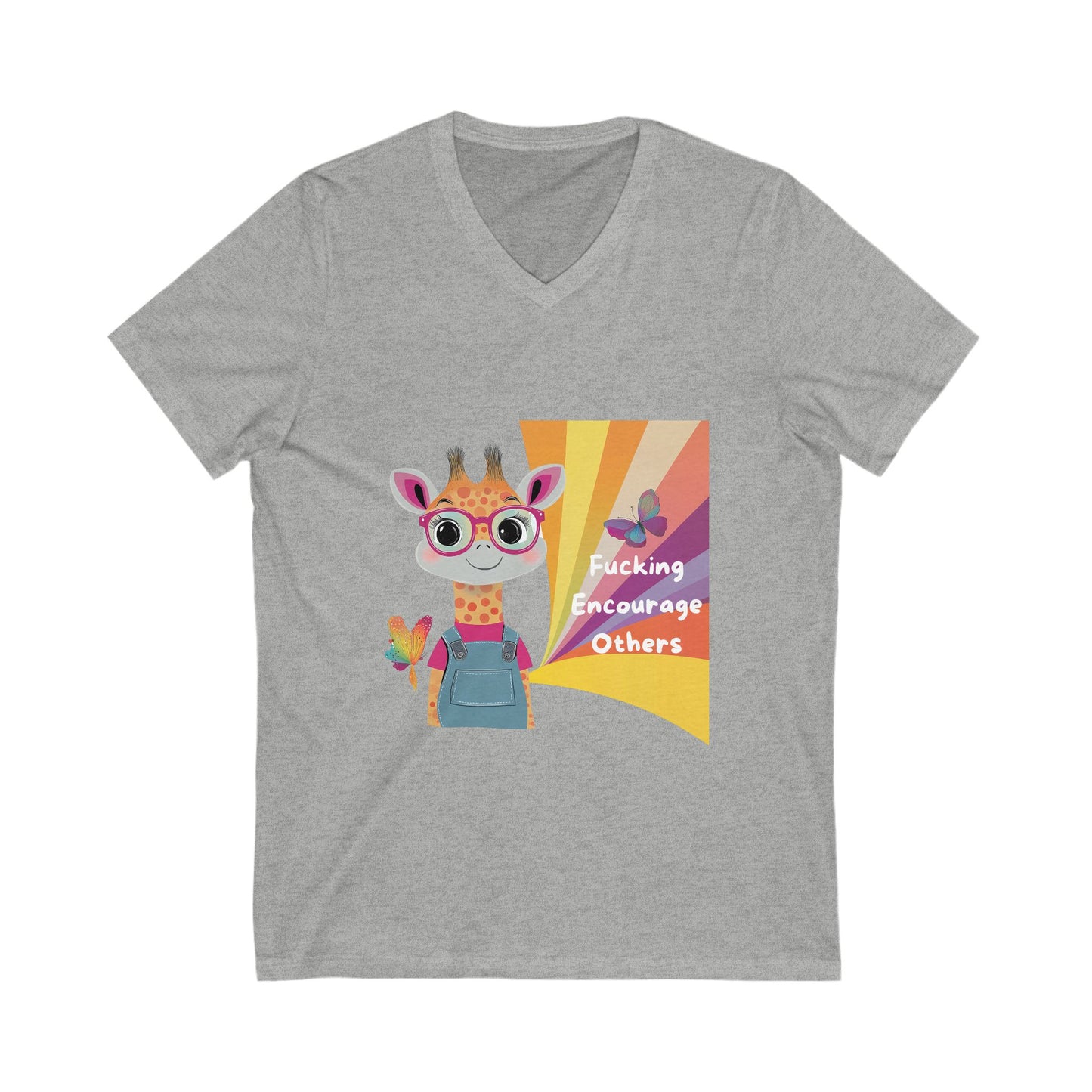 Kawaii Giraffe Encouragement V-Neck | Cute Activist Unisex Tee | Empowerment T-Shirt