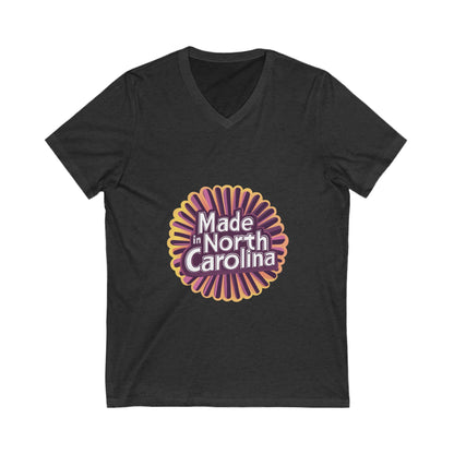 Made in North Carolina Retro V-Neck | Vintage State Pride Sunburst Design | Unisex Tee