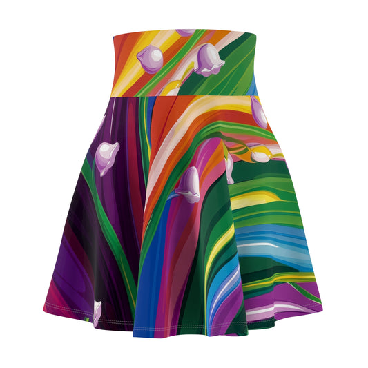 Rainbow Flow Skater Skirt | Pride Swirl Art Fashion
