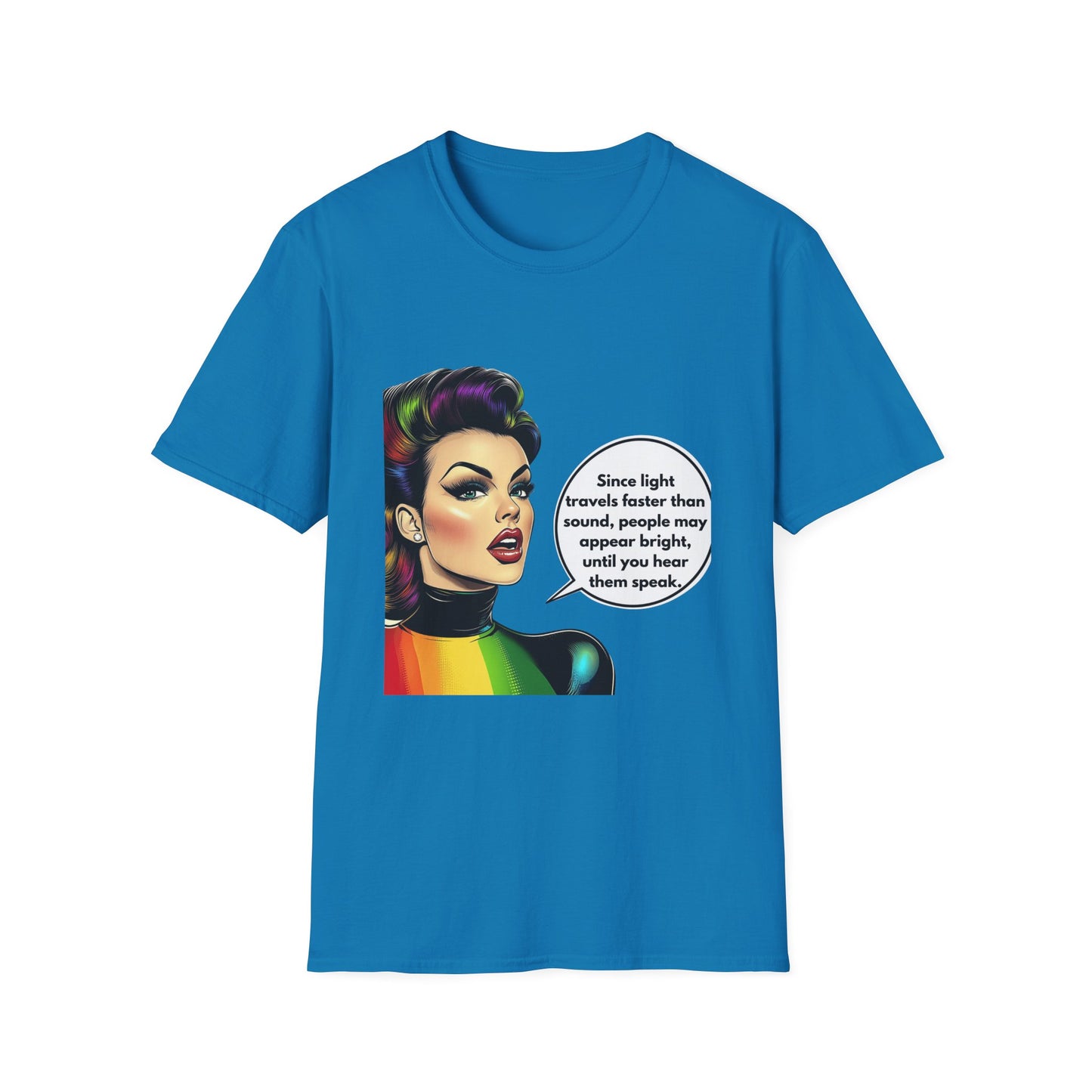 Rainbow Pride Retro Comic Woman T-Shirt | LGBTQ+ Activist Tee