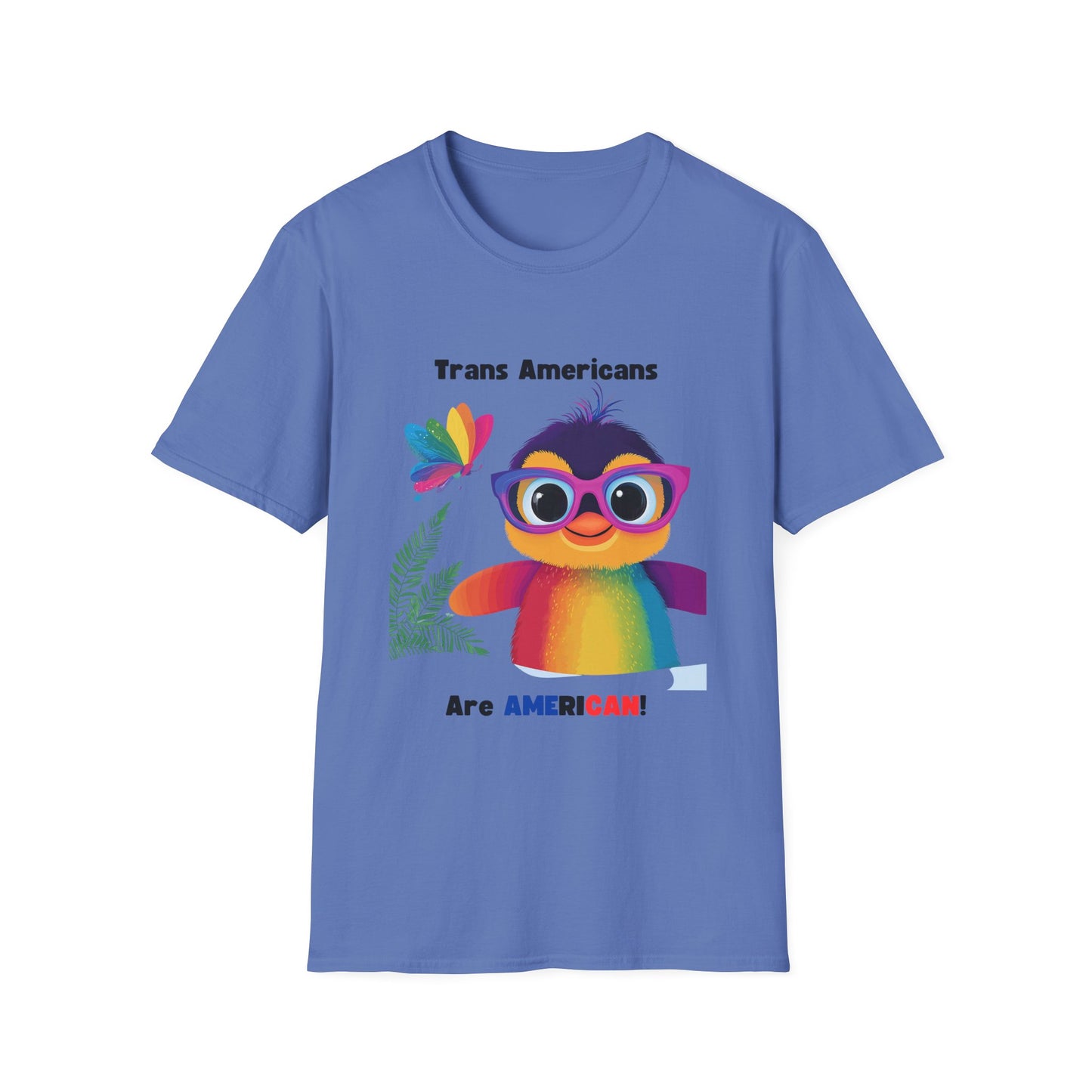 Cute Trans Pride Rainbow Bird T-Shirt | LGBTQ+ Kawaii Unisex Tee
