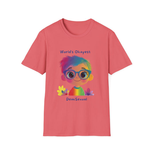 World's Okayest Demisexual | Cute Pride Rainbow T-Shirt | LGBTQ+ Kawaii Tee