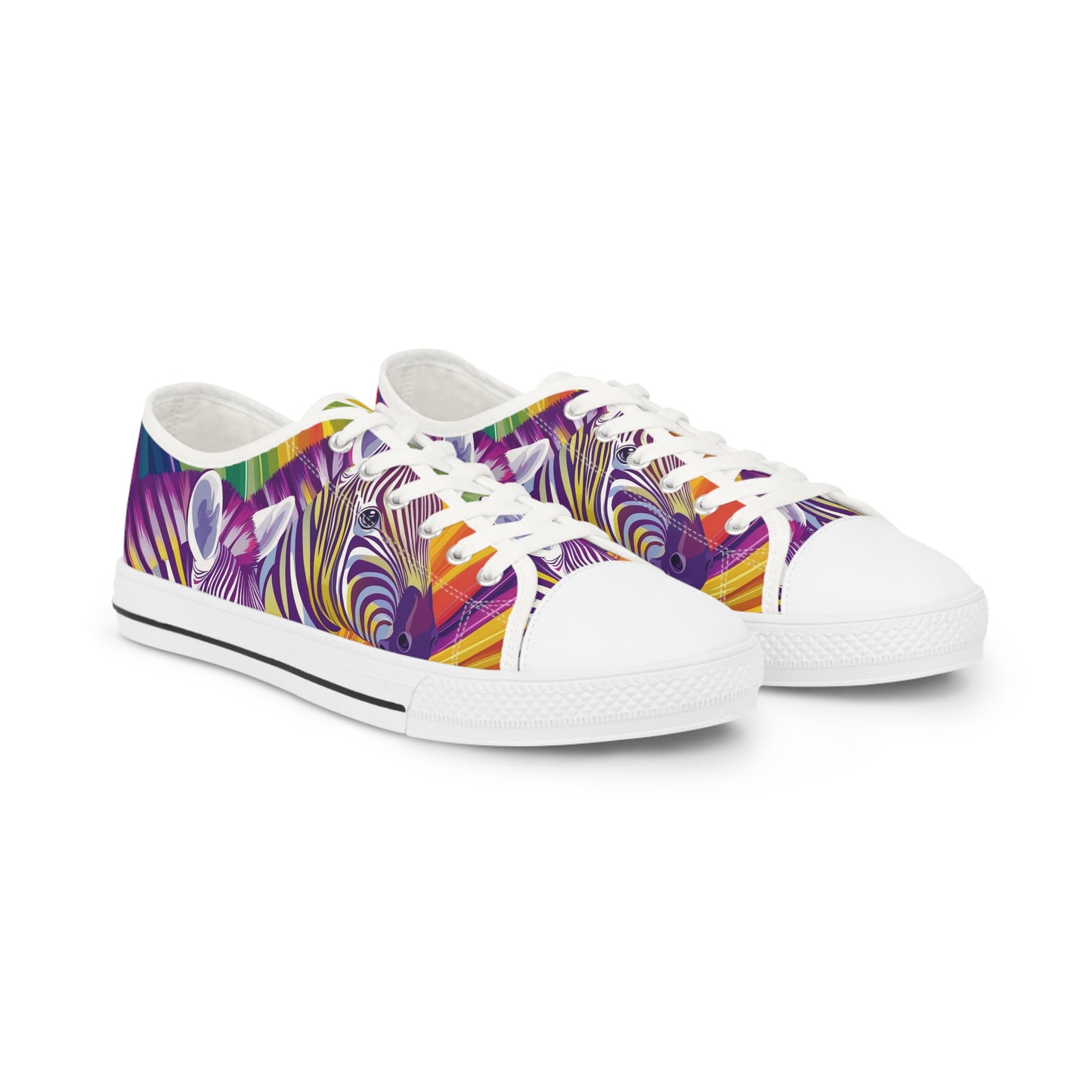 Vibrant Zebra Pride Low Top Sneakers | Rainbow Canvas Shoes