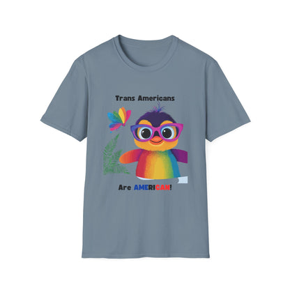 Cute Trans Pride Rainbow Bird T-Shirt | LGBTQ+ Kawaii Unisex Tee