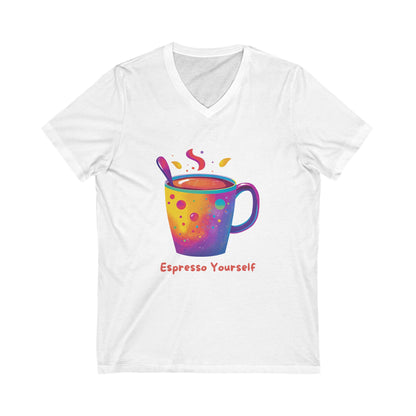 Espresso Yourself Rainbow Coffee V-Neck | Kawaii Coffee Lover Gift | Colorful Barista Tee