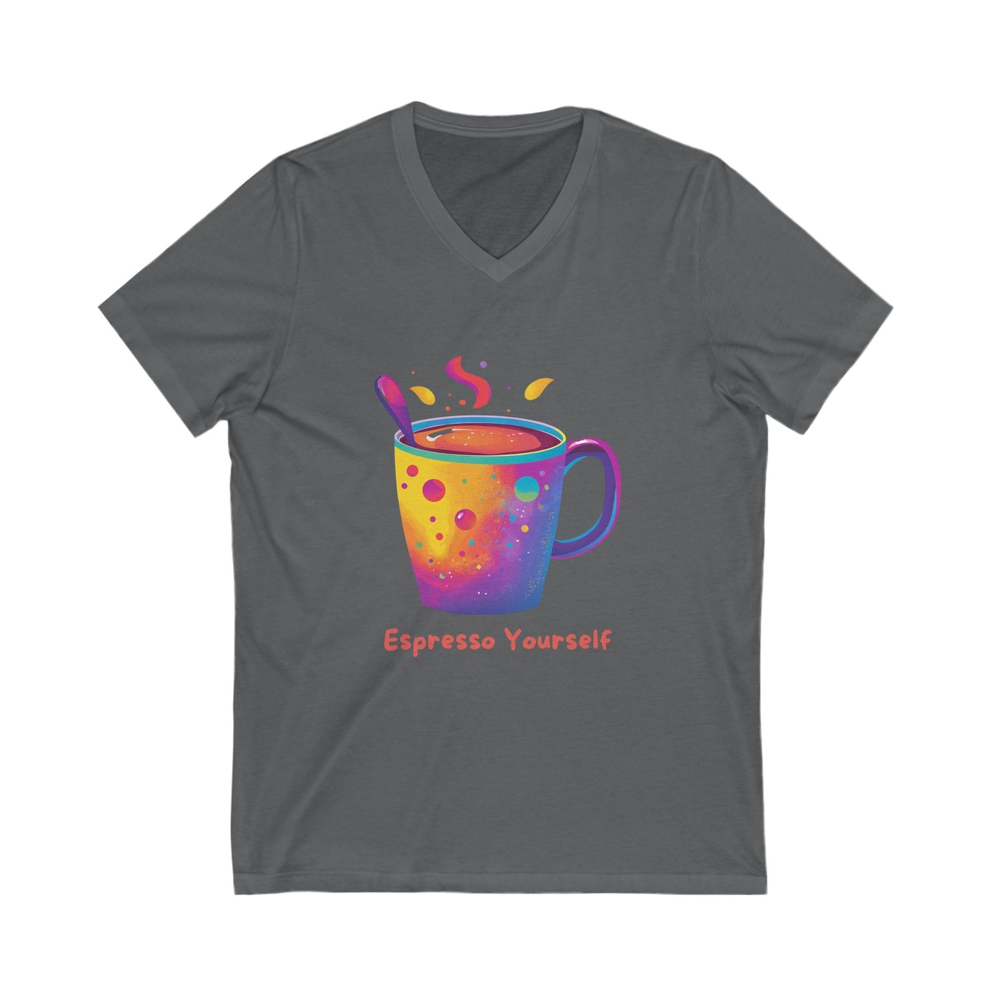 Espresso Yourself Rainbow Coffee V-Neck | Kawaii Coffee Lover Gift | Colorful Barista Tee