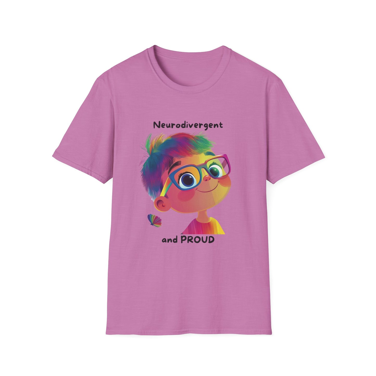 Neurodivergent and Proud Rainbow Character T-Shirt | Cute Neurodiversity Pride Tee