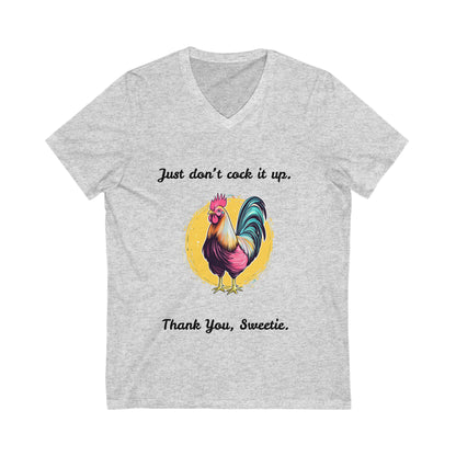 Funny Rooster V-Neck T-Shirt | Farm Life Humor | Vintage Style Chicken Tee