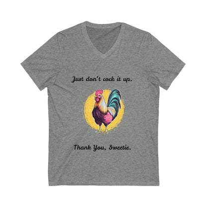 Funny Rooster V-Neck T-Shirt | Farm Life Humor | Vintage Style Chicken Tee