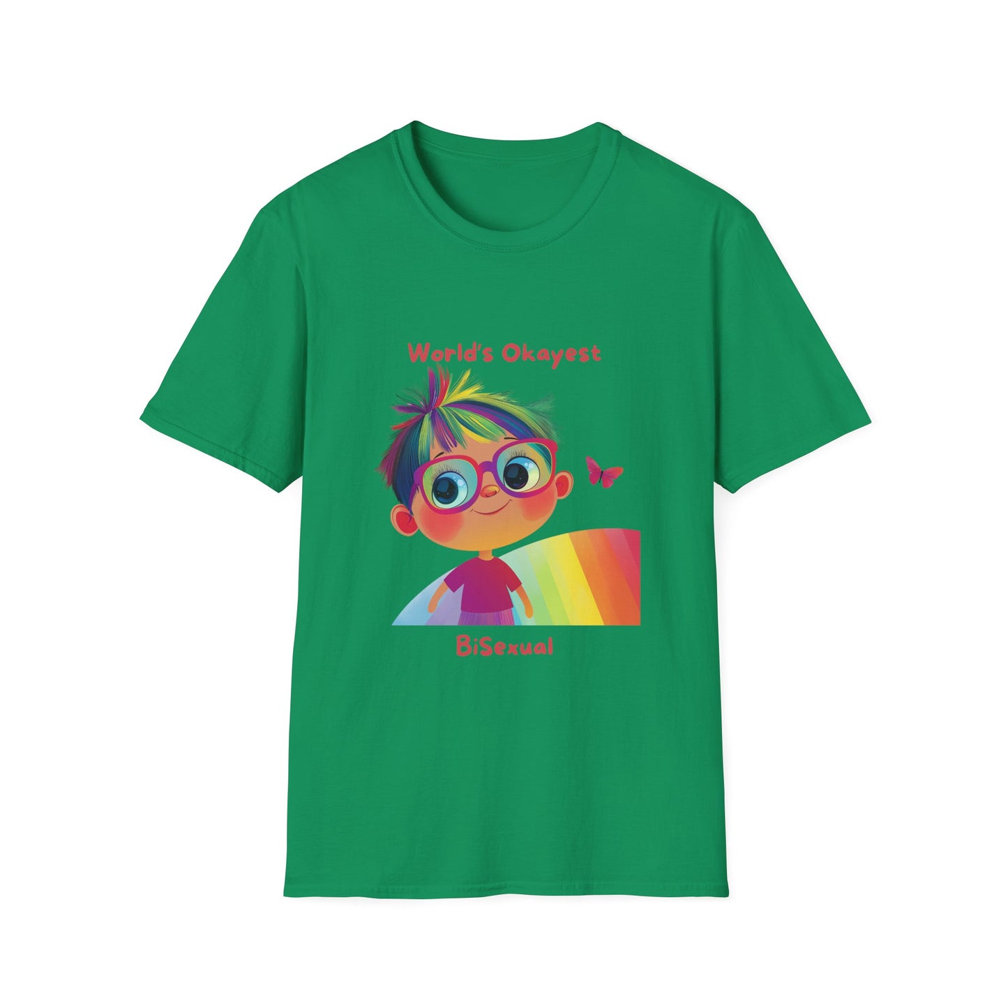World's Okayest Bisexual T-Shirt | Cute Pride Rainbow Character | Kawaii LGBTQ+ Tee